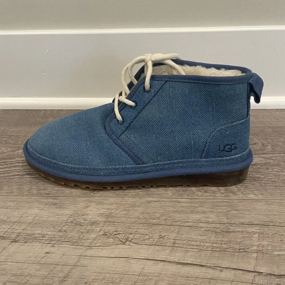 UGG Neumel Ankle‎ Boots Mens 9 Blue Natural Canvas Indigo NEW